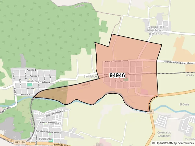 Mapa del código postal 94946, Amatlán de los Reyes, Veracruz de Ignacio de la Llave