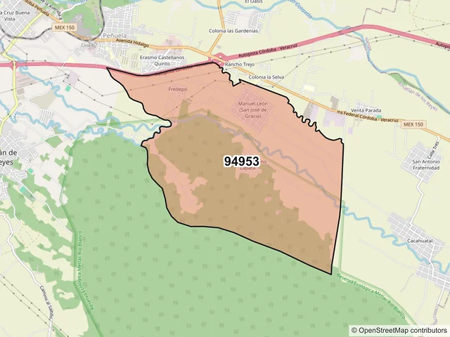 Mapa del código postal 94953, Amatlán de los Reyes, Veracruz de Ignacio de la Llave