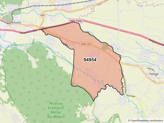 Mapa del código postal 94954, Amatlán de los Reyes, Veracruz de Ignacio de la Llave