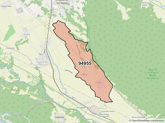 Mapa del código postal 94955, Amatlán de los Reyes, Veracruz de Ignacio de la Llave