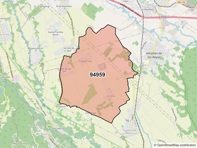 Mapa del código postal 94959, Amatlán de los Reyes, Veracruz de Ignacio de la Llave