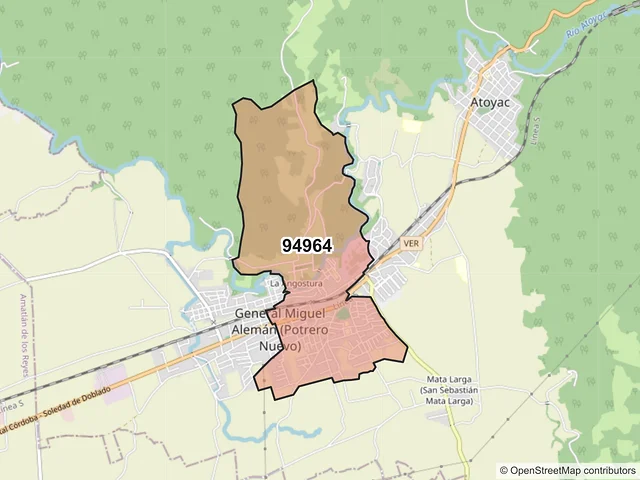 Mapa del código postal 94964, Atoyac, Veracruz de Ignacio de la Llave