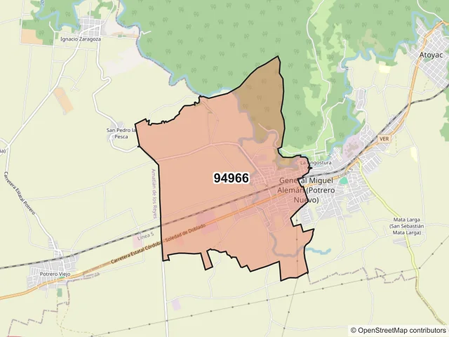 Mapa del código postal 94966, Atoyac, Veracruz de Ignacio de la Llave