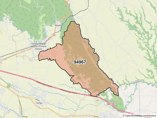 Mapa del código postal 94967, Atoyac, Veracruz de Ignacio de la Llave
