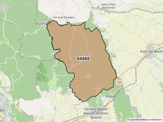 Mapa del código postal 94968, Atoyac, Veracruz de Ignacio de la Llave