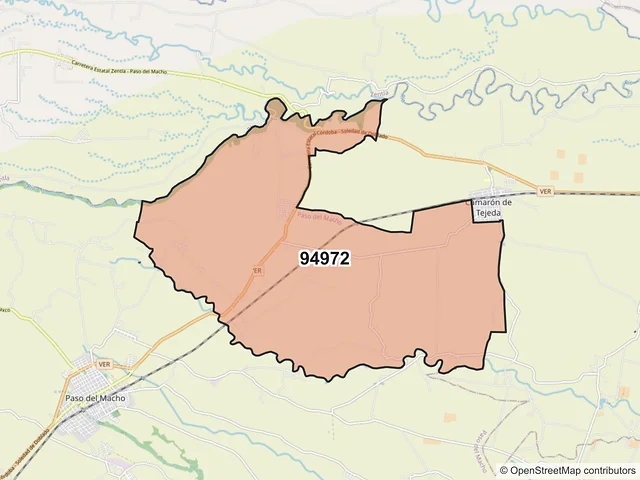 Mapa del código postal 94972, Paso del Macho, Veracruz de Ignacio de la Llave