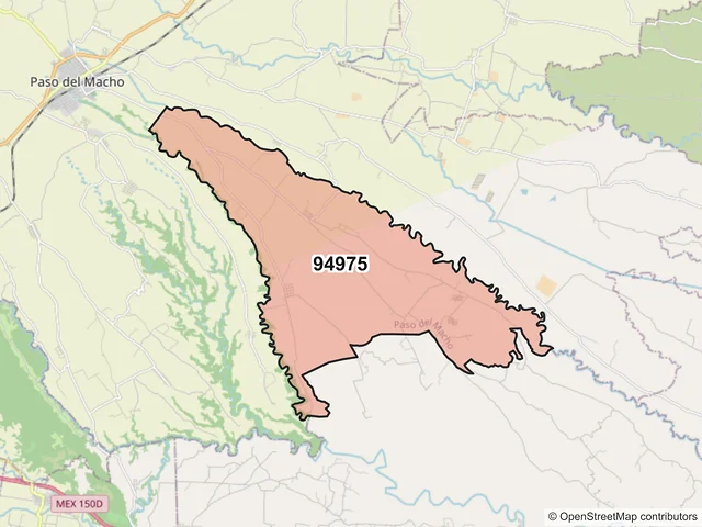 Mapa del código postal 94975, Paso del Macho, Veracruz de Ignacio de la Llave