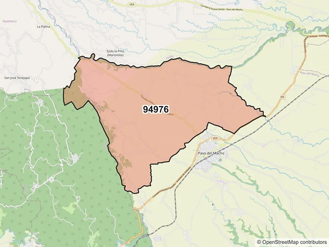 Mapa del código postal 94976, Paso del Macho, Veracruz de Ignacio de la Llave