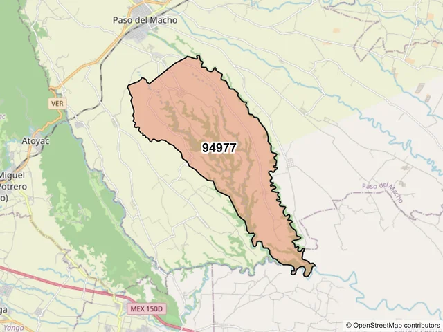 Mapa del código postal 94977, Paso del Macho, Veracruz de Ignacio de la Llave