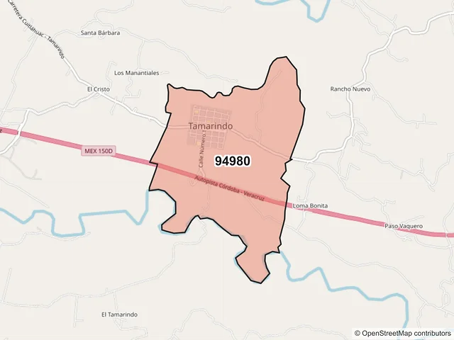 Mapa del código postal 94980, Carrillo Puerto, Veracruz de Ignacio de la Llave