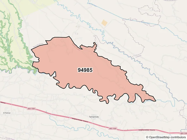 Mapa del código postal 94985, Carrillo Puerto, Veracruz de Ignacio de la Llave