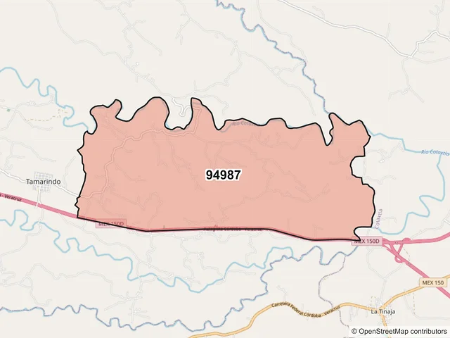 Mapa del código postal 94987, Carrillo Puerto, Veracruz de Ignacio de la Llave