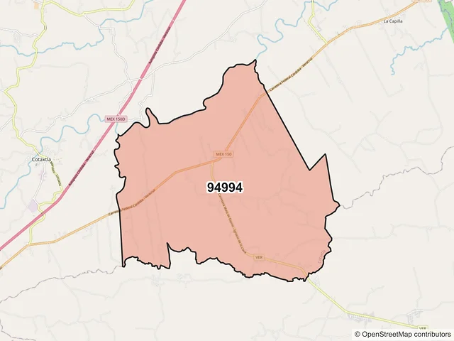 Mapa del código postal 94994, Cotaxtla, Veracruz de Ignacio de la Llave