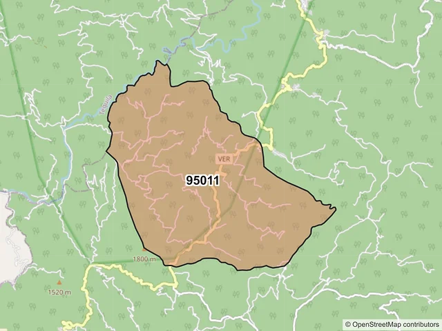 Mapa del código postal 95011, Zongolica, Veracruz de Ignacio de la Llave