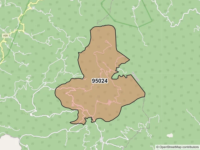 Mapa del código postal 95024, Zongolica, Veracruz de Ignacio de la Llave