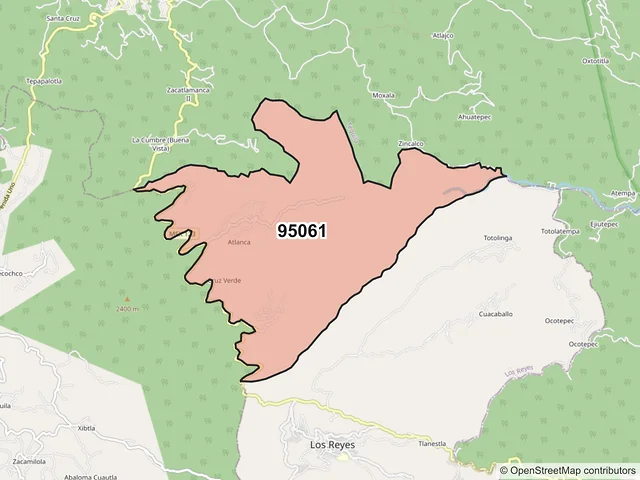 Mapa del código postal 95061, Los Reyes, Veracruz de Ignacio de la Llave