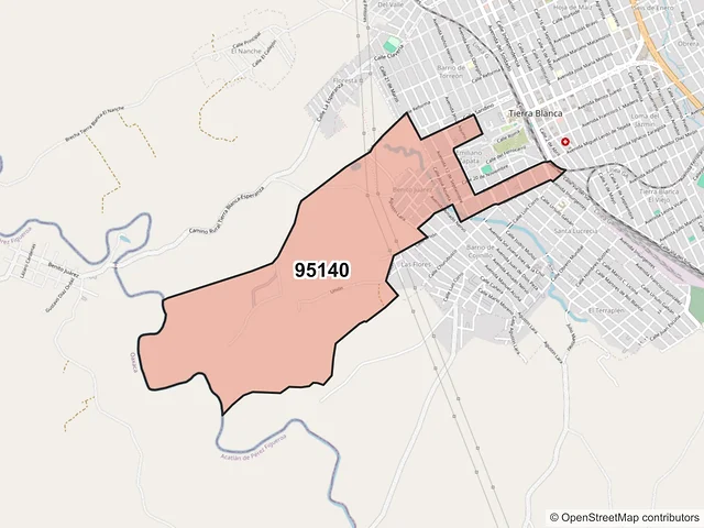 Mapa del código postal 95140, Tierra Blanca, Veracruz de Ignacio de la Llave