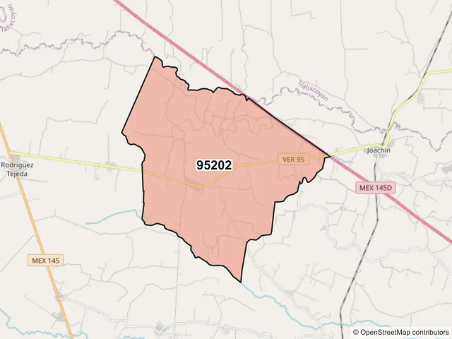 Mapa del código postal 95202, Tierra Blanca, Veracruz de Ignacio de la Llave