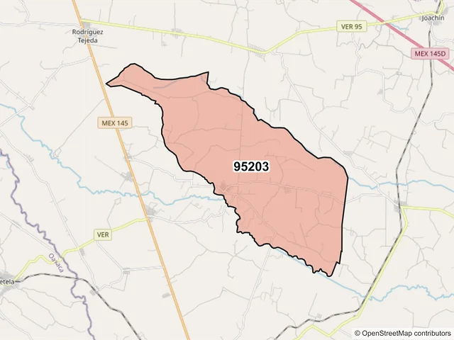 Mapa del código postal 95203, Tierra Blanca, Veracruz de Ignacio de la Llave