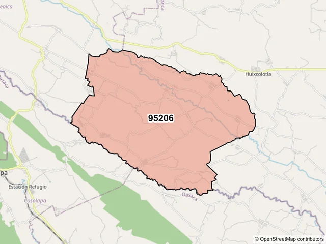 Mapa del código postal 95206, Tierra Blanca, Veracruz de Ignacio de la Llave