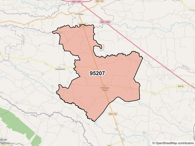 Mapa del código postal 95207, Tierra Blanca, Veracruz de Ignacio de la Llave