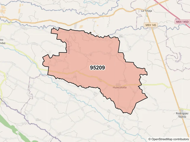 Mapa del código postal 95209, Tierra Blanca, Veracruz de Ignacio de la Llave