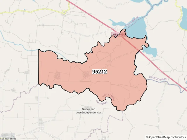 Mapa del código postal 95212, Tierra Blanca, Veracruz de Ignacio de la Llave