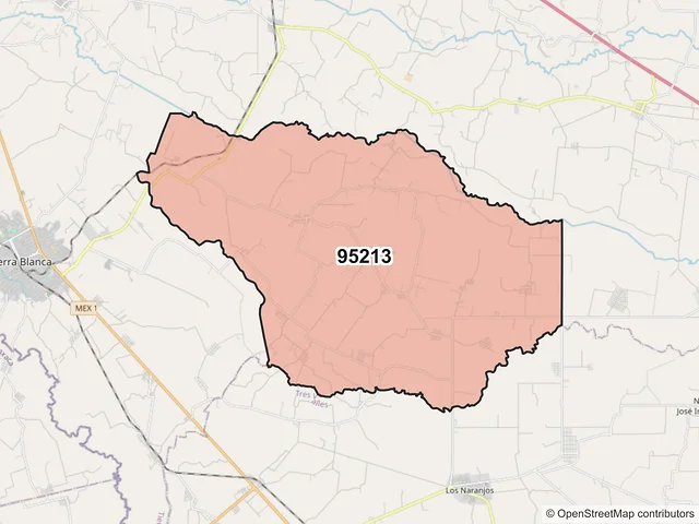 Mapa del código postal 95213, Tierra Blanca, Veracruz de Ignacio de la Llave