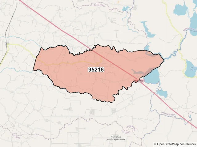 Mapa del código postal 95216, Tierra Blanca, Veracruz de Ignacio de la Llave