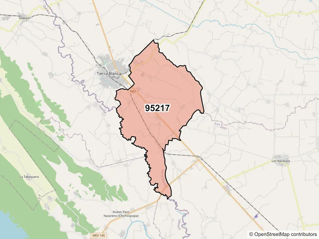 Mapa del código postal 95217, Tierra Blanca, Veracruz de Ignacio de la Llave