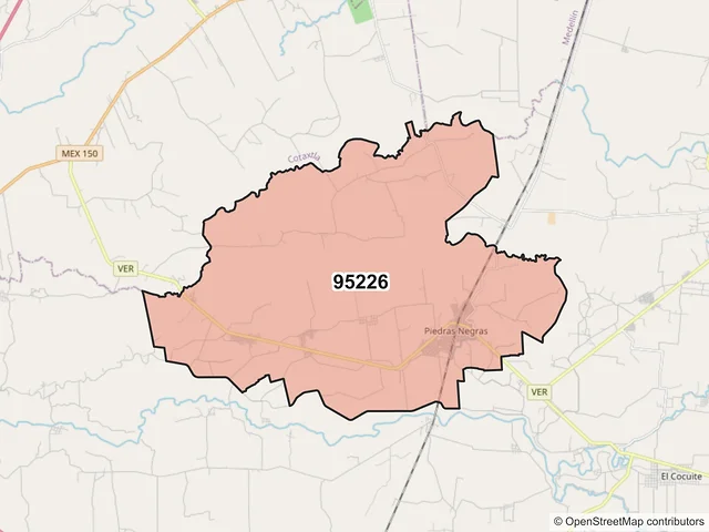 Mapa del código postal 95226, Tlalixcoyan, Veracruz de Ignacio de la Llave