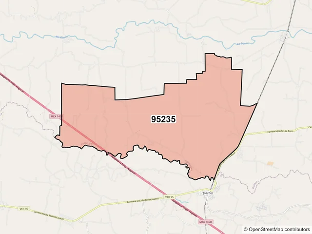 Mapa del código postal 95235, Tlalixcoyan, Veracruz de Ignacio de la Llave