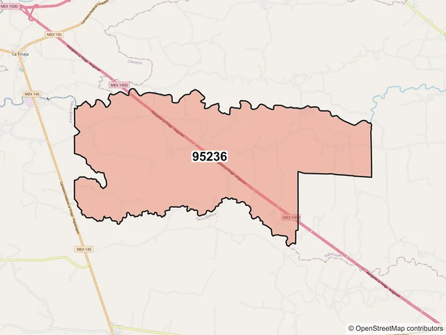 Mapa del código postal 95236, Tlalixcoyan, Veracruz de Ignacio de la Llave