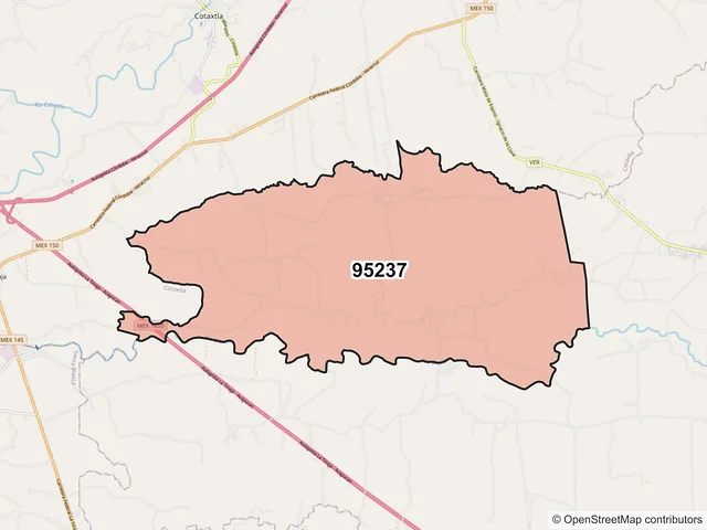 Mapa del código postal 95237, Tlalixcoyan, Veracruz de Ignacio de la Llave