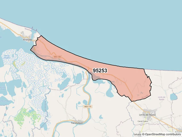 Mapa del código postal 95253, Alvarado, Veracruz de Ignacio de la Llave