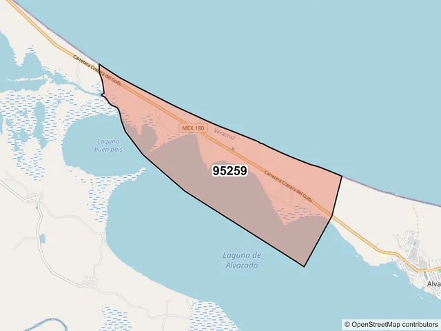 Mapa del código postal 95259, Alvarado, Veracruz de Ignacio de la Llave
