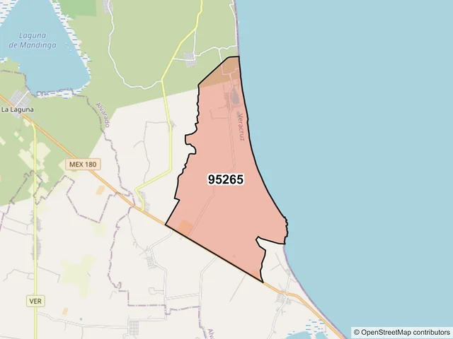Mapa del código postal 95265, Alvarado, Veracruz de Ignacio de la Llave