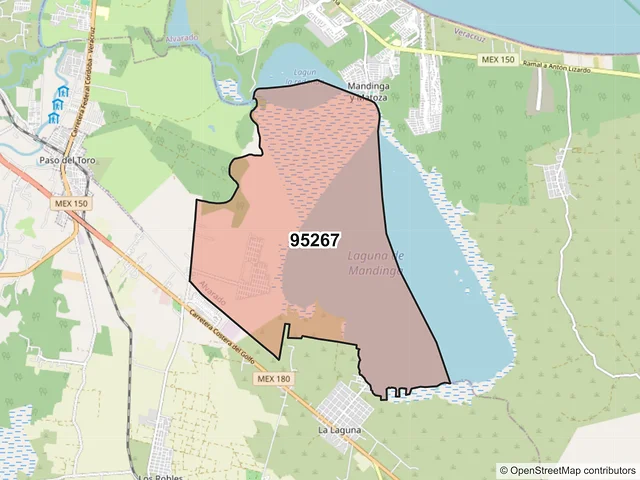 Mapa del código postal 95267, Alvarado, Veracruz de Ignacio de la Llave