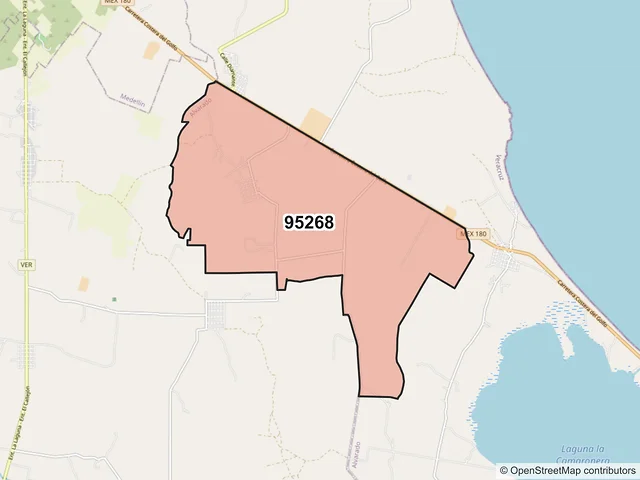 Mapa del código postal 95268, Alvarado, Veracruz de Ignacio de la Llave