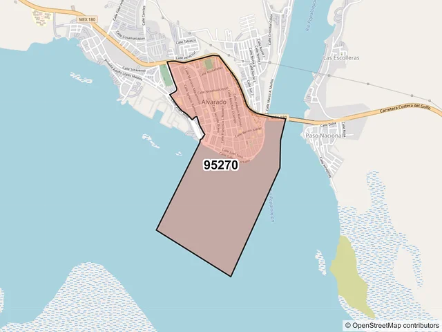 Mapa del código postal 95270, Alvarado, Veracruz de Ignacio de la Llave