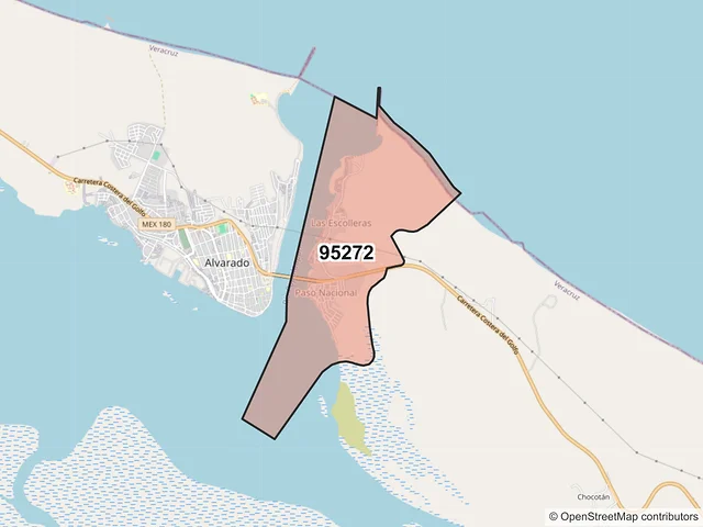 Mapa del código postal 95272, Alvarado, Veracruz de Ignacio de la Llave