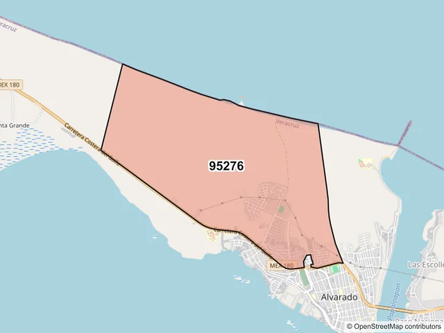 Mapa del código postal 95276, Alvarado, Veracruz de Ignacio de la Llave