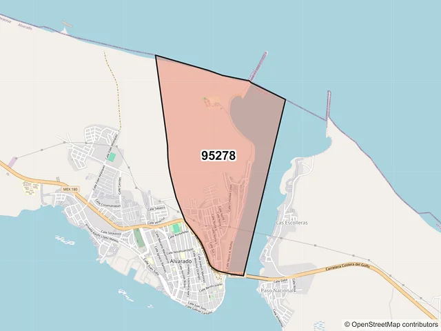Mapa del código postal 95278, Alvarado, Veracruz de Ignacio de la Llave