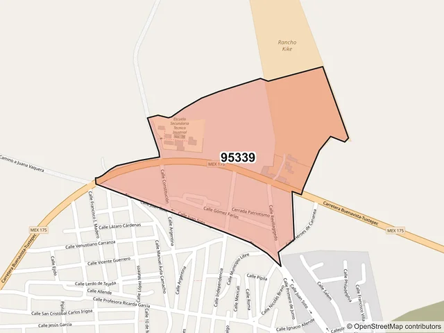 Mapa del código postal 95339, Carlos A. Carrillo, Veracruz de Ignacio de la Llave