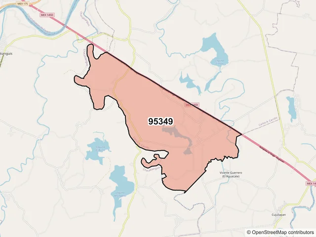 Mapa del código postal 95349, Carlos A. Carrillo, Veracruz de Ignacio de la Llave