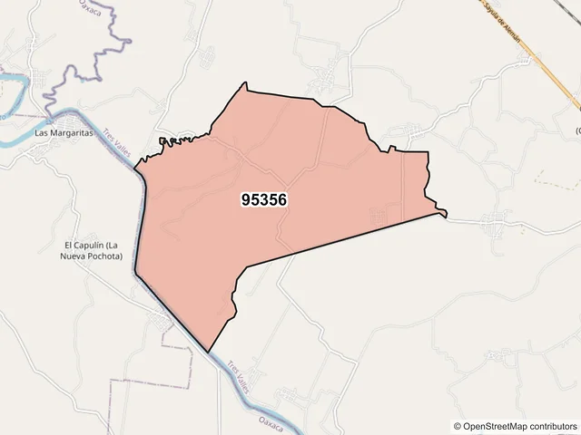Mapa del código postal 95356, Tres Valles, Veracruz de Ignacio de la Llave