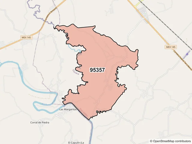 Mapa del código postal 95357, Tres Valles, Veracruz de Ignacio de la Llave