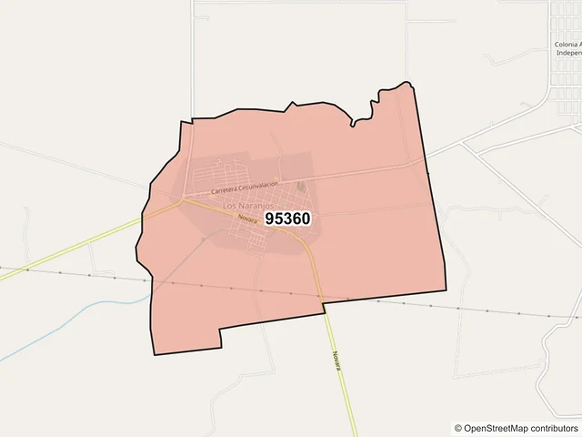 Mapa del código postal 95360, Tres Valles, Veracruz de Ignacio de la Llave