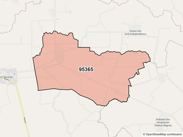 Mapa del código postal 95365, Tres Valles, Veracruz de Ignacio de la Llave
