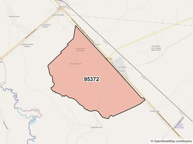 Mapa del código postal 95372, Tres Valles, Veracruz de Ignacio de la Llave